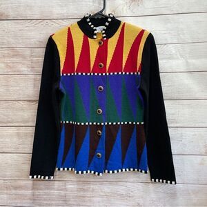 VINTAGE ROBERTA FASHIONS COLOR BLOCK CARDIGAN SWEATER